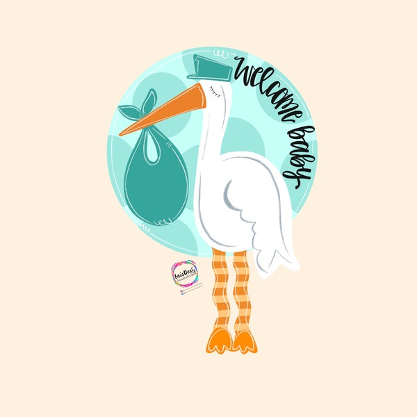 TEMPLATE- Baby stork | door hanger template | digital download