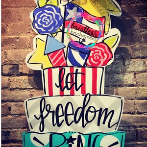 TEMPLATE-4th of July door hanger template | digital download | let freedom ring