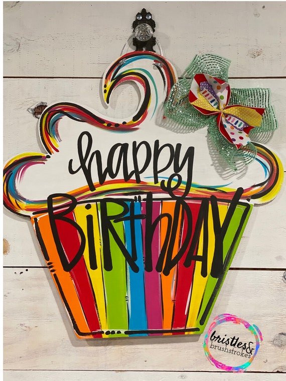Birthday Door Hanger Template Digital Download Cupcake | Etsy