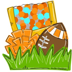 TEMPLATE - football door hanger | Pom Pom | field goal | stadium fans | grass