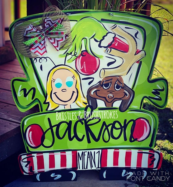 Grinch door hanger template Christmas truck Etsy
