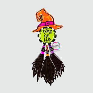 TEMPLATE-Halloween door hanger template | witches brooms | come we fly
