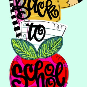 TEMPLATE-Back to school | pencil banner | notebook paper | apple | teacher door hanger