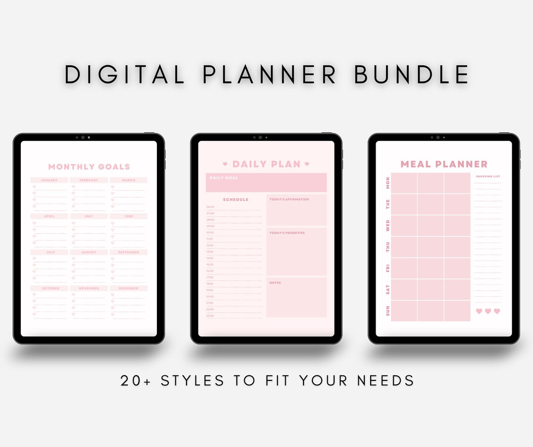 Simple Planner Bundle Digital Planner Goodnotes Pink Etsy
