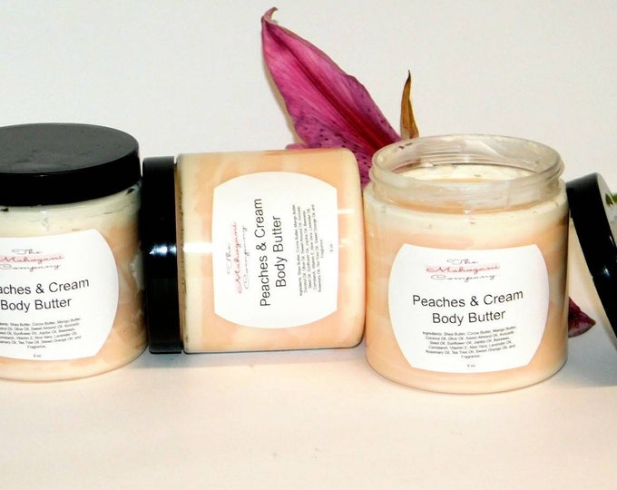 Peaches & Cream Scented Body Butter | Mango Body Butter | 100% Vegan Skincare | Body Butters Handmade