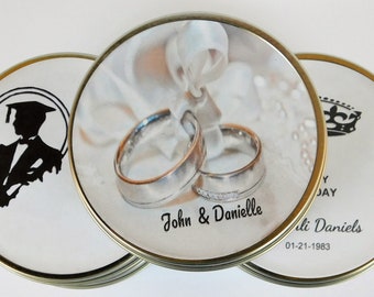 100 Bulk Flat Tin Candle Keepsake | 4 oz. | Hand-poured with Love | Flat Tin Bridal Shower Favors | Flat Tin Baby Shower Favors | Tin Favors