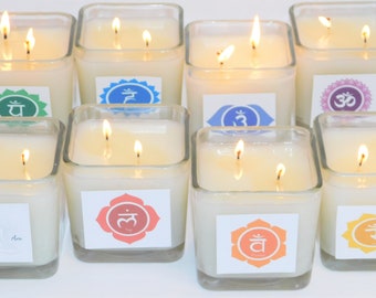 I Am Meditation Candles | Reiki Yoga Meditation Candles | Chakra Candles | 7 Chakra Candles |  Duo Candle Set - Square Jars