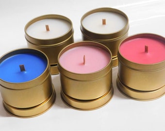 Wholesale Gold Tins 4oz | 4 oz. Candles | Wholesale Personalized Soy Candles | Custom Candles | Choose Your Fragrance