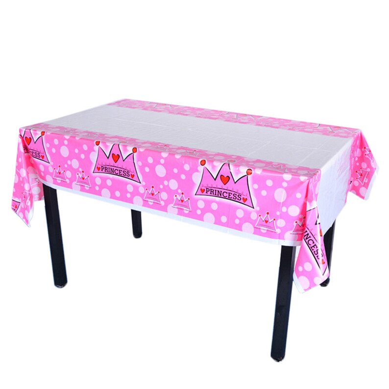 Reusable Pink Princess Plastic Tablecloth Rectangle 42 x75 Party Decor Birthday Celebration Disposable Table Covers