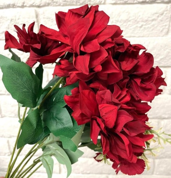 Fleur rouge Mélange Fleurs artificielles Soie Hydrangea - Etsy France