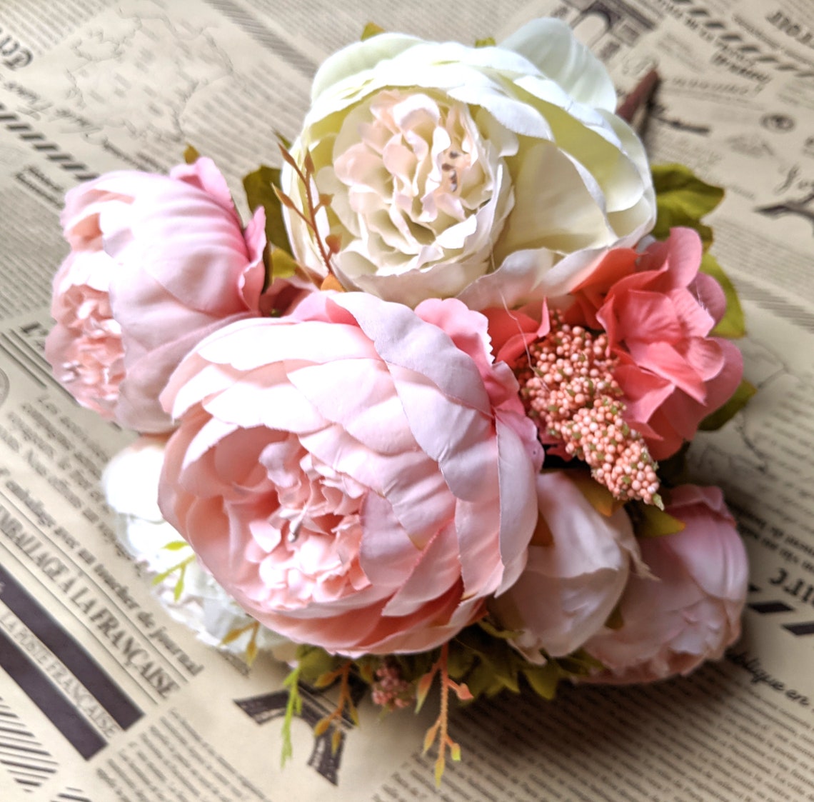 European Rose Victorian Blush 8 Head Silk Rose Peony Cabbage - Etsy