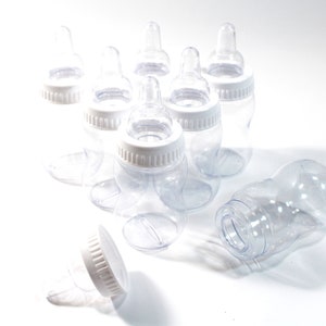 24 Clear Baby Bottle DIY Plain Baby Shower Favor Sweets Birthday Games Boy Girl Surprise Clear Fillable Bottles Prizes