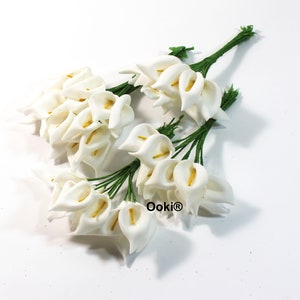 144 Artificial Mini Calla Lily Flower Heads Fake Floral Bouquet Crafts Scrapbooking Garden Wedding DIY Bridal Garland Clips Party Favors