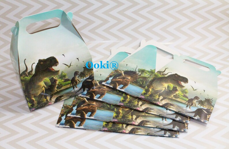 12 Piece Dinosaur Party Pack Favor Box Treats Gift Jurassic Theme Dino Kids Children Birthday Celebration Craft Art