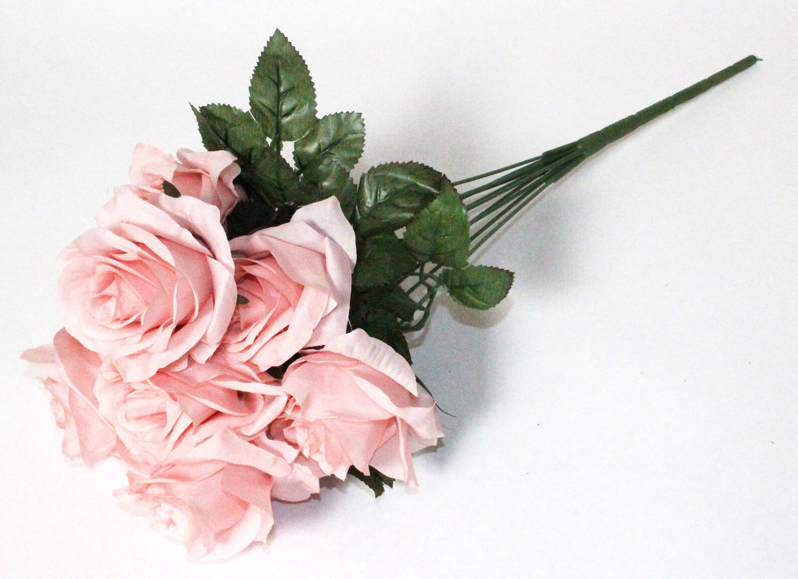Blush Color Rose Bouquet Artificial Silk Flower 9 Heads Bush - Etsy