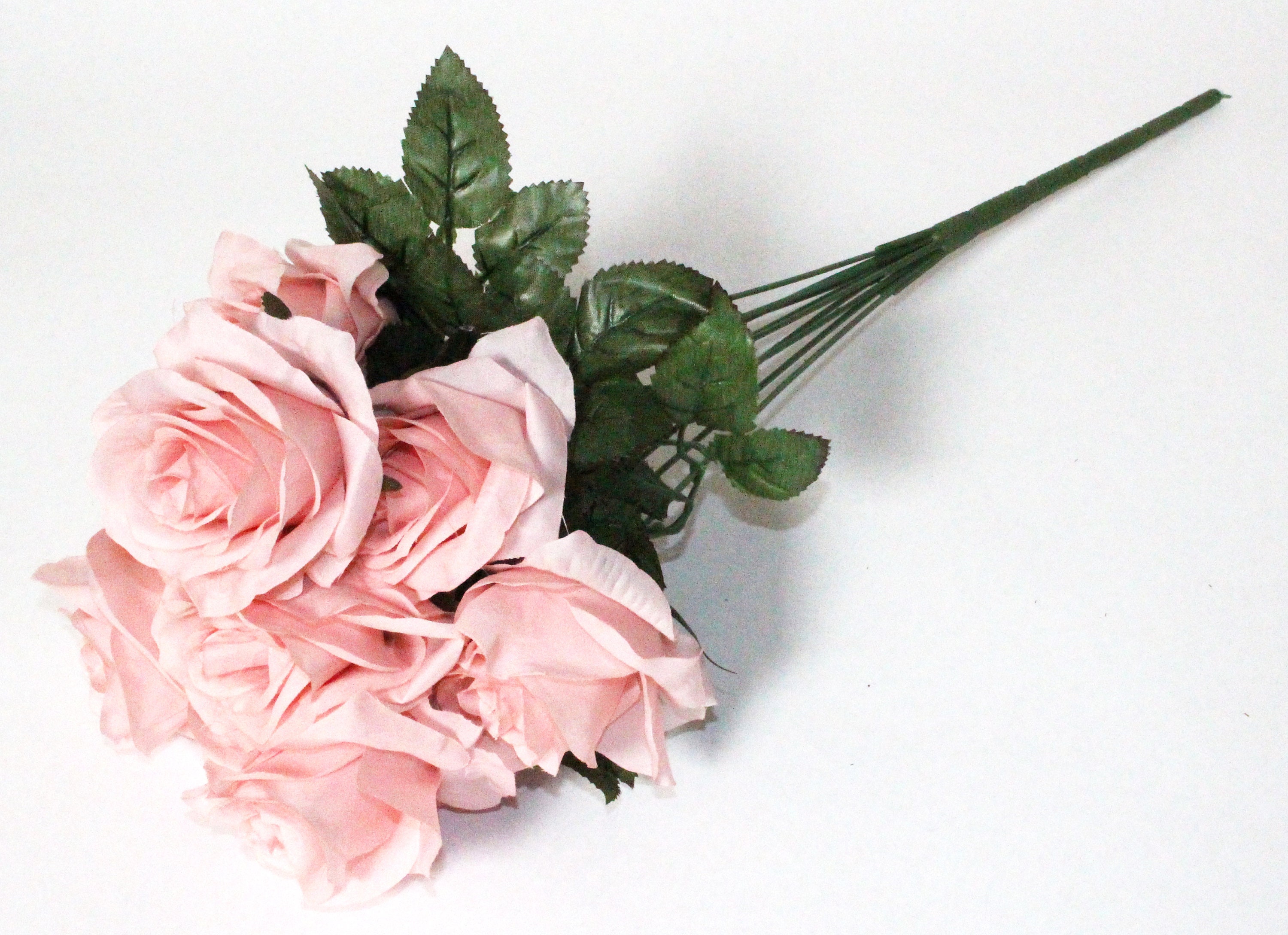Blush Color Rose Bouquet Artificial Silk Flower 9 Heads Bush Etsy
