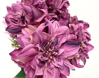 Purple Mix Flower Artificial Flowers Silk Hydrangea Bouquet for Wedding Room Home Office Floral Decor Fake Bush Craft Party