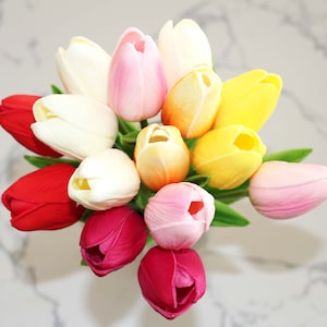 15pc Rainbow Style4 Real Touch Latex Tulip Bundle Artificial Flower Home Wedding Baby Bridal Decorations DIY Craft Mixed Centerpiece