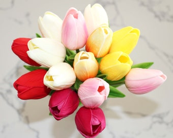 15pc Rainbow Style4 Real Touch Latex Tulip Bundle Artificial Flower Home Wedding Baby Bridal Decorations DIY Craft Mixed Centerpiece