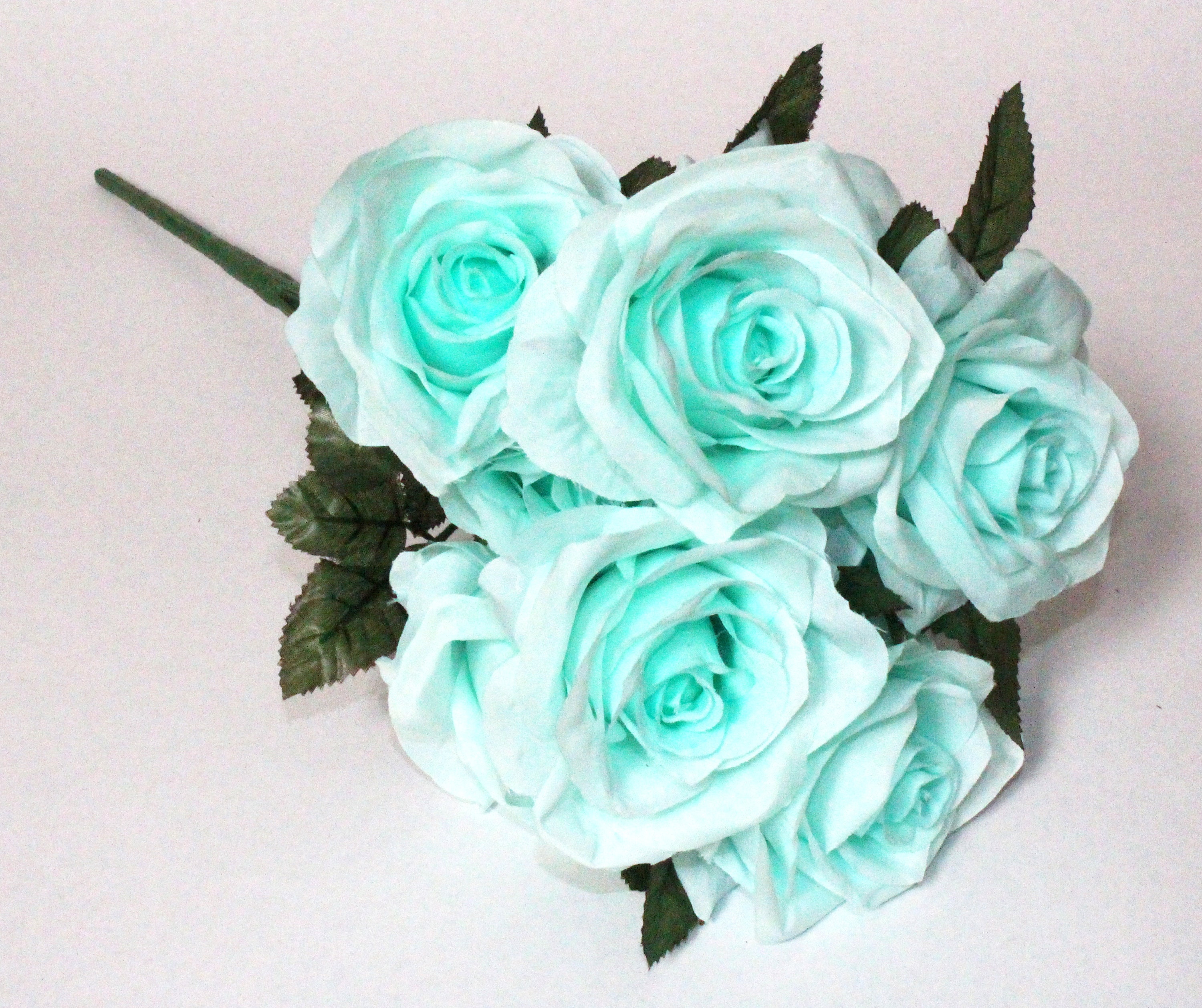 Mint Green Tiffany Color Rose Bouquet Artificial Silk Flower 9 Etsy