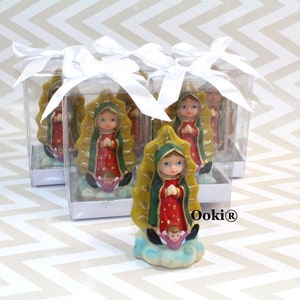 Cute Set of 12 Our Lady of Guadalupe Baby Figurine Statue Party Favors Religious Keepsake Baptism Recuerdos De Bautizo