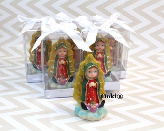 Cute Set of 12 Our Lady of Guadalupe Baby Figurine Statue Party Favors Religious Keepsake Baptism Recuerdos De Bautizo