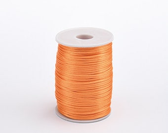 Orange Color 2mm Nylon SATIN CORD RatTail Rat Tail Crafts 100 yd Yards Art Spool Craft Party DIY