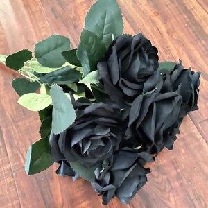 Artificial Black Rose, Artificial Black Flower, Black Rose Decor, Artificial  Flower Stem, Everlasting Roses for Vase, Black Wedding Flowers 