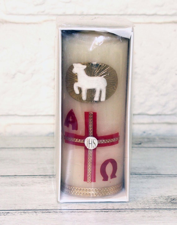 Easter Religious Candles (2-Pack) - 9.8" Paschal Candles With Cross Design