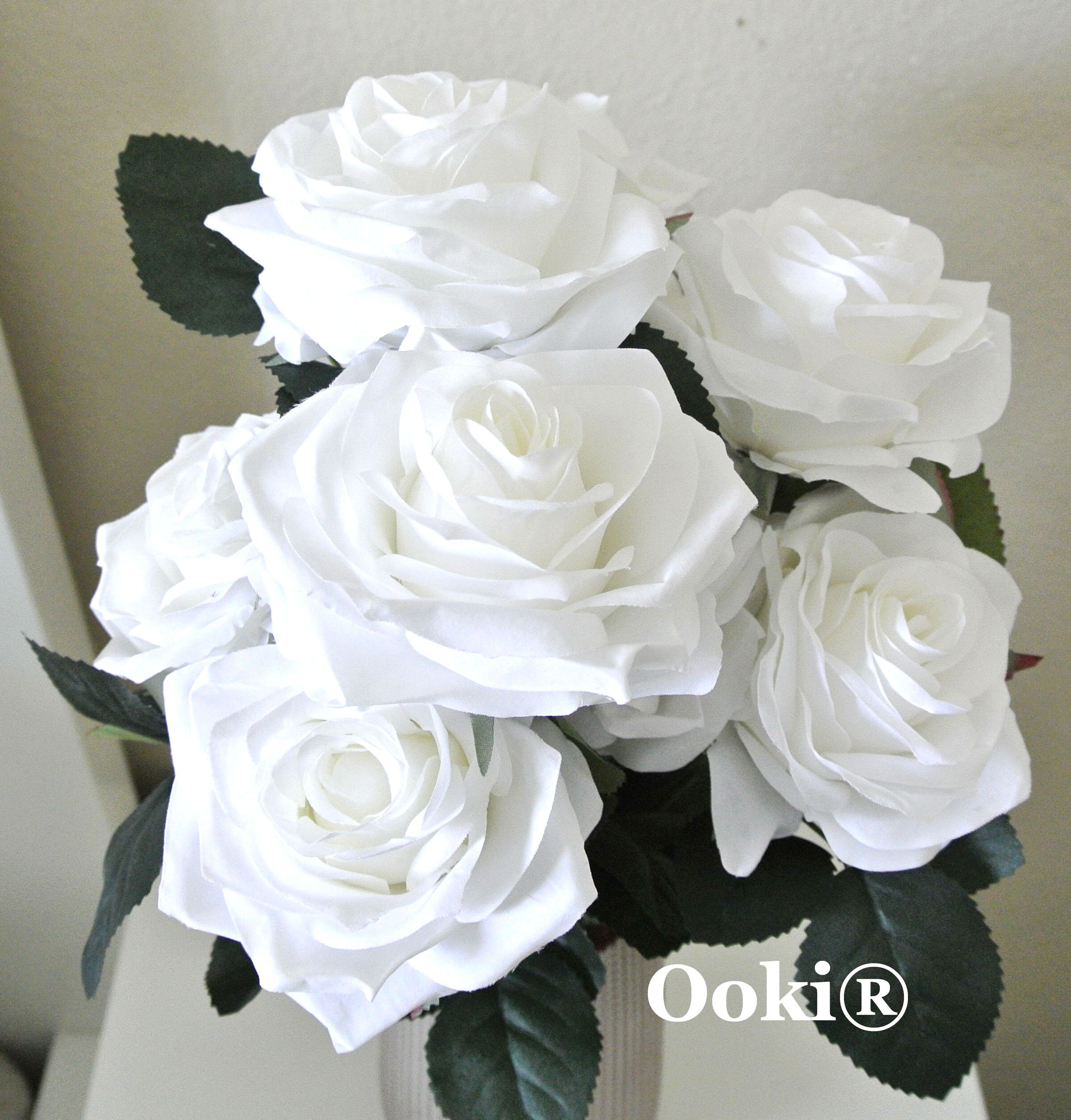 White Rose Bouquet Artificial Silk Flower 10 Heads Bush for Etsy Hong