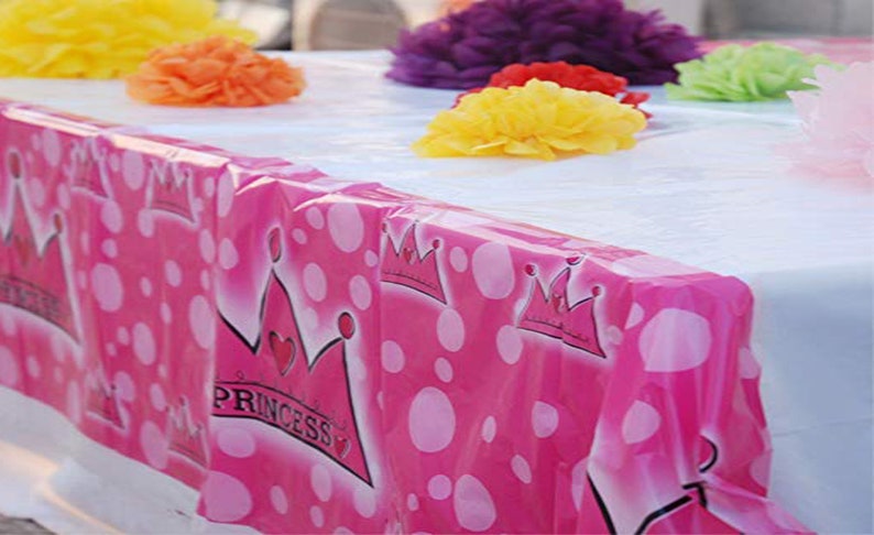 Reusable Pink Princess Plastic Tablecloth Rectangle 42 x75 Party Decor Birthday Celebration Disposable Table Covers