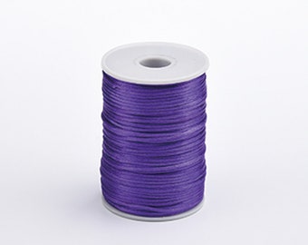 Purple Color 2mm Nylon SATIN CORD RatTail Rat Tail Crafts 100 yd Yards Art Spool Craft Party DIY