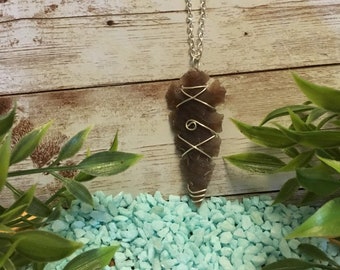 grey jasper arrowhead necklace