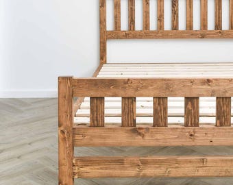 Twin Mission Style Bed Woodworking Plans - Wood Platform Bed PDF Plans - DIY Bed with Headboard and Footboard