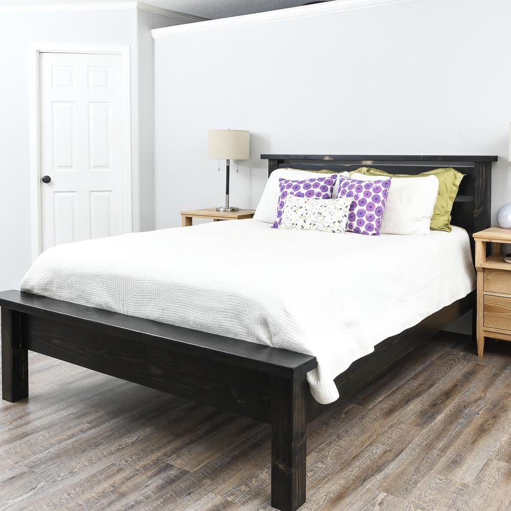 Planos de carpintería para cama King - Planos PDF de cama con plataforma de  madera - Cama fácil de hacer con cabecero y pie de cama - Etsy México, image size:1000x1000