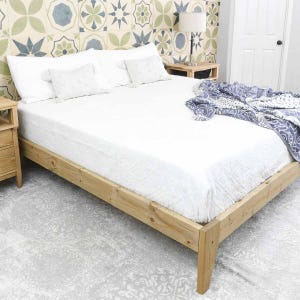 King platform bedframe houtbewerkingsplannen - pdf-plannen houten bed