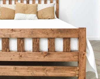 California King Mission Style Bed Woodworking Plans - Wood Platform Bed PDF Plans - DIY Bed with Headboard and Footboard