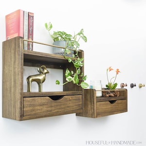 Wall Shelves with Drawers Woodworking Plans - Easy Storage Shelf PDF Plans - DIY Shelves Tutorial