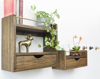 Wall Shelves with Drawers Woodworking Plans - Easy Storage Shelf PDF Plans - DIY Shelves Tutorial