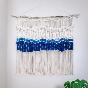 Blue extra large macraweave wall hanging | Statement Fiber Art | LIFE UNDERWATER