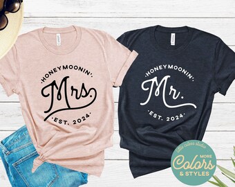 Cute Mr & Mrs Shirts | Honeymoon Shirts | Wifey Hubby | Newlywed Shirts | Just Married T-Shirts | Engaged Matching Set | Fiancee Fiance Tees