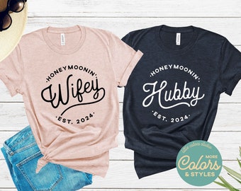 Cute Honeymoon Shirts | Wifey Hubby | Mr Mrs Shirts | Newlywed Shirts | Just Married T-Shirts | Engaged Matching Set | Fiancee Fiance Tees