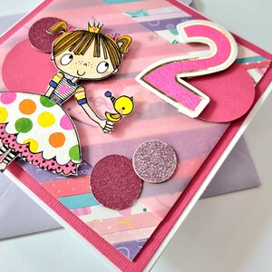 2 ans! Célébration d’anniversaire Upcycled Recycled Carte cadeau de vœux Rose chaud