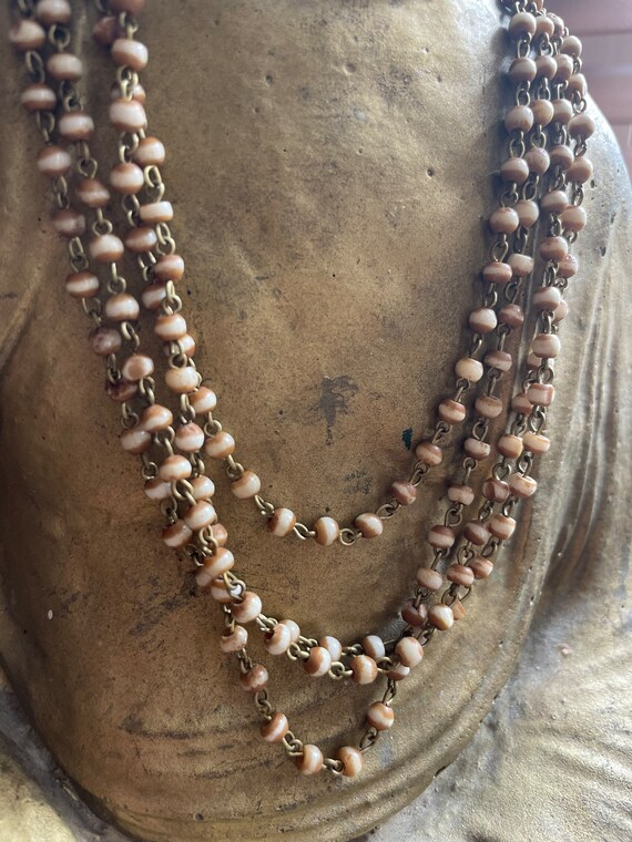 10ft Hand Beaded Chain, Water Buffalo Bone Round Bead… Gem