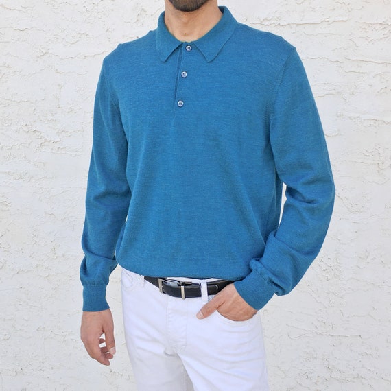 Burberry London 100% Wool Teal Collared Sweater
