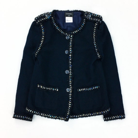 CHANEL Midnight Blue Tweed Blazer Jacket