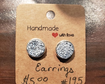 Silver druzy earrings