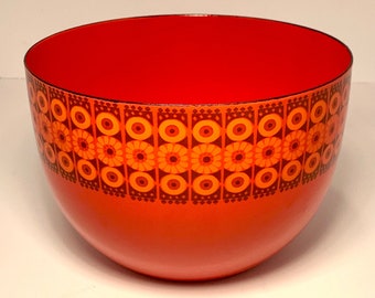 Vintage Finel midcentury Kaj Franck designed enamelware flower bowl for Arabia of Finland
