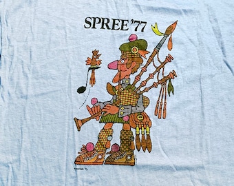 Spree 1977 Hoffman Künstler Illustration Dudelsack irish festiva XL LG Hanes T Shirt
