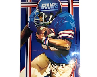 1976 NY Giants Laminierter Fußball 24x36 RARE Palombi Poster Fußballlandeslige NFL Superbowl Sport